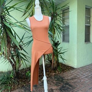 Rusty Brown  Asymmetrical Belted Top